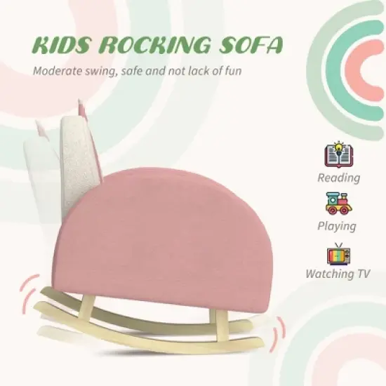 TopComfy Baby Bouncer and Rocker Princess Rocking Chair with Rainbow Backrest for Playroom Fun, Pink, 19.7"*18.5"*19.3" image {3}