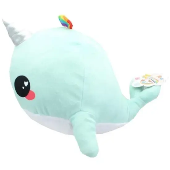Underground Toys Glitter Galaxy Rainbow Spout Blue Narwhal 12-Inch Collectible Plush image {1}