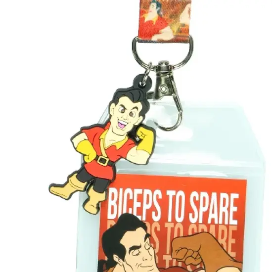 Disney Beauty and The Beast Gaston Biceps to Spare Lanyard with ID Badge Holder image {2}