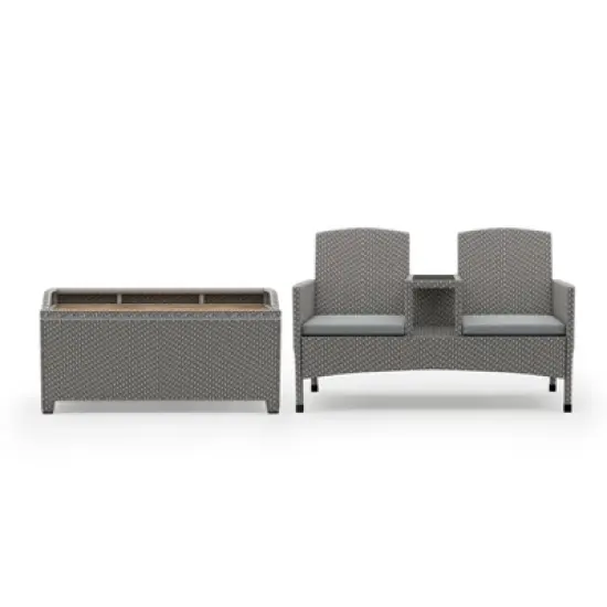 2pc Maksville Aluminum Patio Loveseat & Storage Bench - miBasics
 image {19}