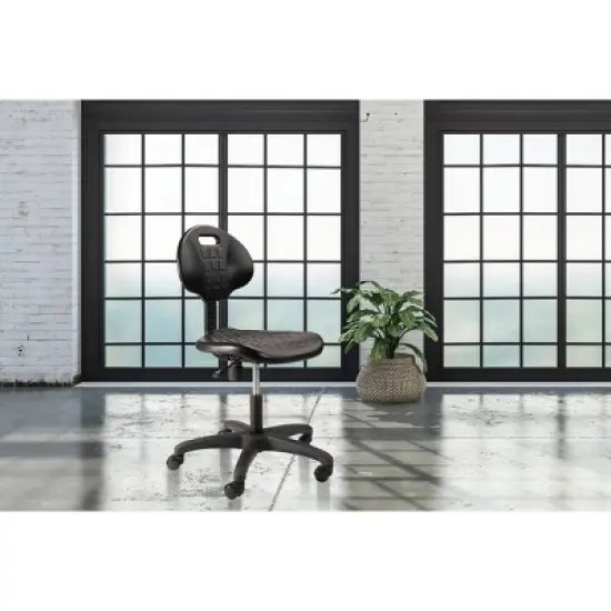 16"-21" Adjustable Height Polyurethane Task Office Chair Black- Hampden Furnishings image {9}