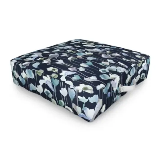 Ninola Design Watery Abstract Flowers Navy Outdoor Floor Cushion - Deny Designs image {2}