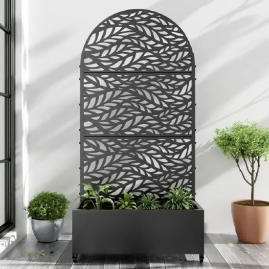 PexFix 72"x35"Iron Black Arch Planting Box Plant Climbing Frame Spring image {5}