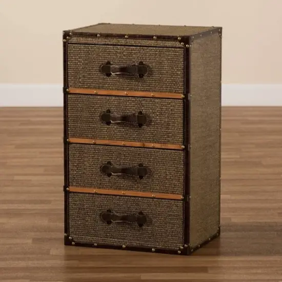 Owen Fabric Upholstered 4 Drawer Accent Storage Cabinet Brown - Baxton Studio image {7}
