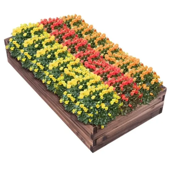 Costway Wooden Raised Garden Bed Kit - Elevated Planter Box For Growing Herbs Vegetable image {8}