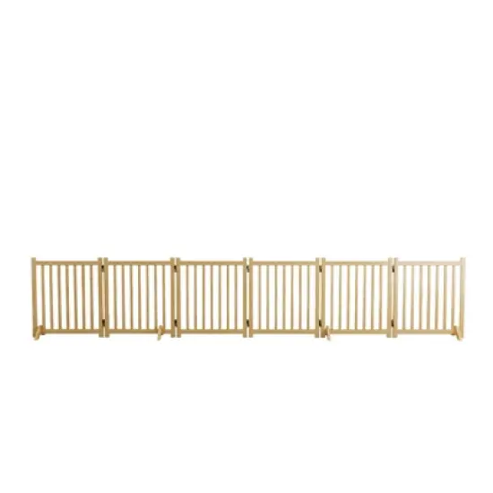 Hrinhom 6 Panel Dog Fences,Wooden Freestanding Dog Gates, Pet Gate image {6}