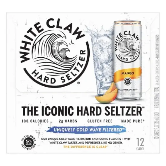 White Claw Mango Hard Seltzer - 12pk/12 fl oz Slim Cans image {2}