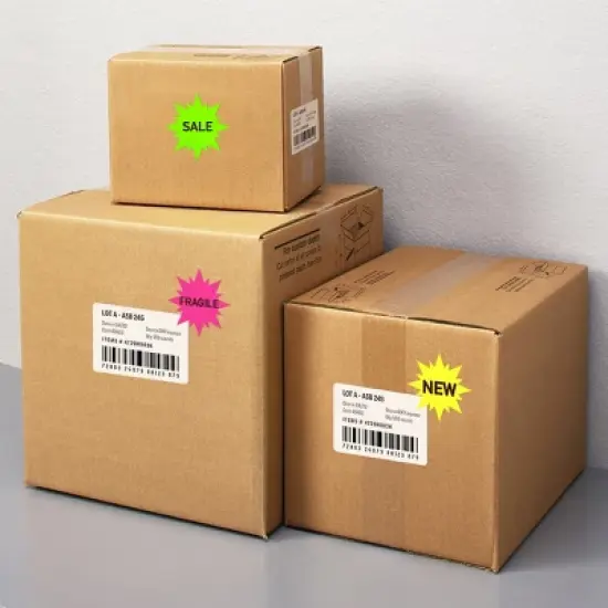 Avery Neon Address Labels with Sure Feed for Laser Printers, 2-1/4", Assorted Colors, 180 Burst Labels (5995) image {1}