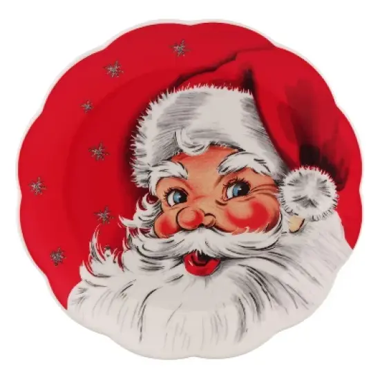 Mr. Christmas Nostalgic Ceramic Scalloped Christmas Plate Set - Bold - 8" - Set of 4 image {2}