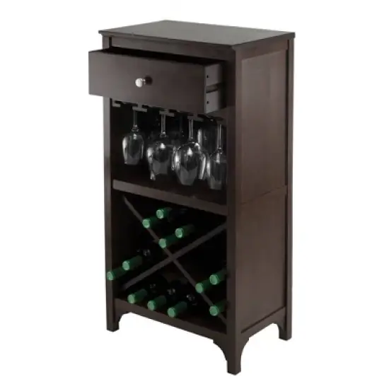 Ancona Wine Cabinet Modular Set Wood/Black - Winsome image {3}