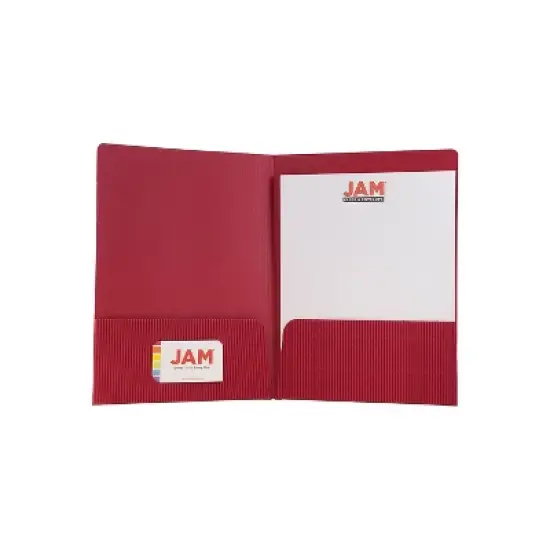 JAM Paper Corrugated Two-Pocket Fluted Folders Red 87500D image {2}