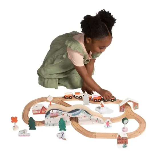 Manhattan Toy Alpine Express 49-Piece Wooden Toy Train Set with Scenic Accessories for Toddlers 3 Years and Up image {1}