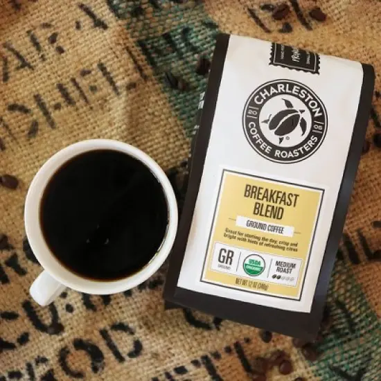 Charleston Coffee Roasters Breakfast Blend Medium Roast Organic Ground Coffee - 12 floz image {6}