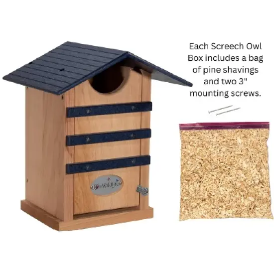 JCS Wildlife Cedar Screech Owl Nest Box with Poly Lumber Roof image {2}