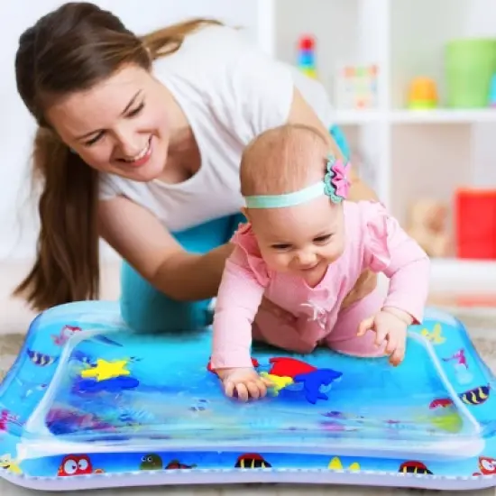 LotFancy Tummy Time Water Mat with Gift Box for Infants Toddlers Baby 3 Months+, 26x20 in image {1}