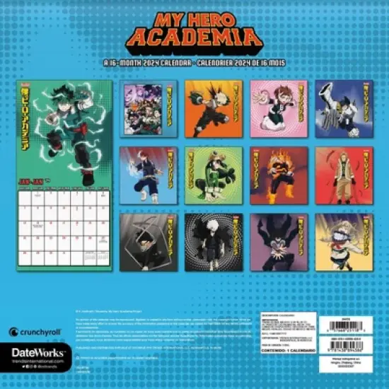 Trends International Inc. 2023-24 Wall Calendar 12"x12" Bilingual English/French My Hero Academia image {3}