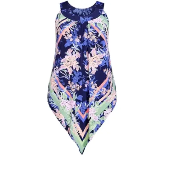 Women's Plus Size Nicole Scarf Tunic  - Navy Tropical | AVENUE image {2}