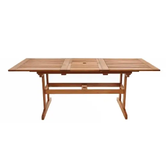 LuxenHome Carmel Solid Wood Extendable Outdoor Dining Table Brown image {12}