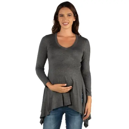 24seven Comfort Apparel Long Sleeve Split Hemline Maternity  Tunic Top image {5}