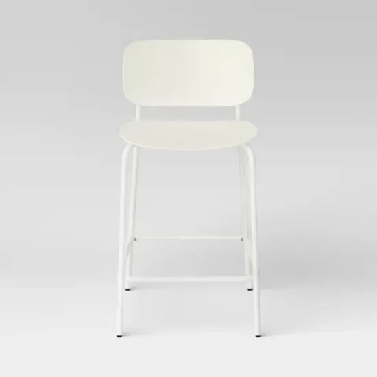 Set of 2, 24" Molded Plastic with Metal Base Counter Height Barstools White - Room Essentials&trade; image {2}