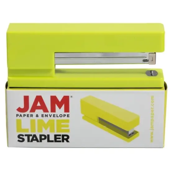JAM Paper Modern Desk Stapler - Lime: Office Desk Accessories, Plastic, Green, Clips and Fasteners, 1.12" Height, 2.5" Width image {4}