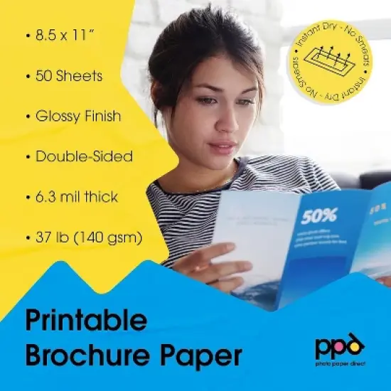PPD Glossy Brochure Paper 8.5x11" 100 sheets 140 gsm for Inkjet Printers image {2}