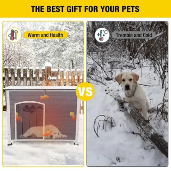 Aivituvin Insulated Large Wooden Dog House,Outdoor Dog House with Liner Inside-AIR43-IN image {3}