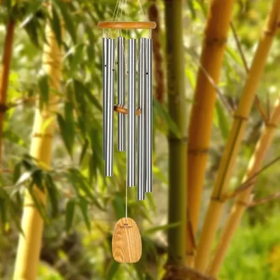 Woodstock Wind Chimes Signature Collection, Chimes of Lun, 36'' Silver Wind Chime LWS image {1}