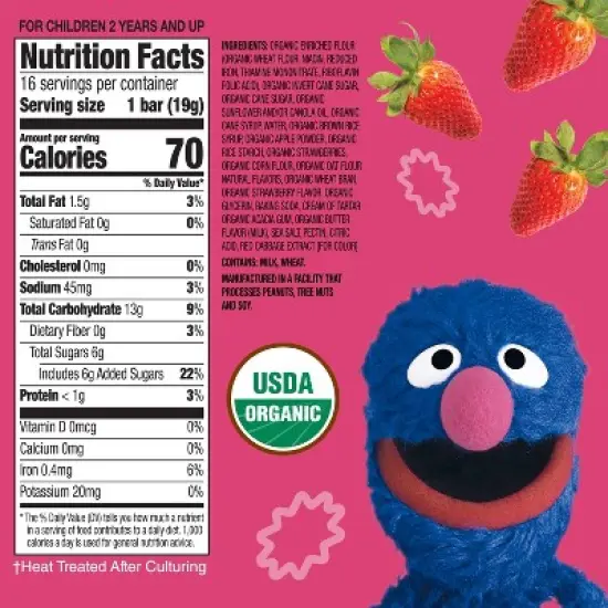 Earth's Best Organic Strawberry Toddler Snack Bars Sesame Street Sunny Days - 7ct image {5}