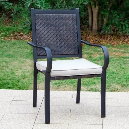 7pc Patio Dining Set with Steel Table & Rattan Chairs - Captiva Designs image {7}