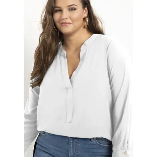 ELOQUII Women&rsquo;s Plus Size Mandarin Collar Tunic image {6}