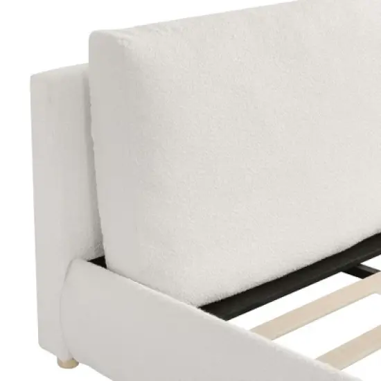 Christopher Knight Home Nicolas Boucle Upholstered Platform Bed with Removable Pillow Headboard image {8}