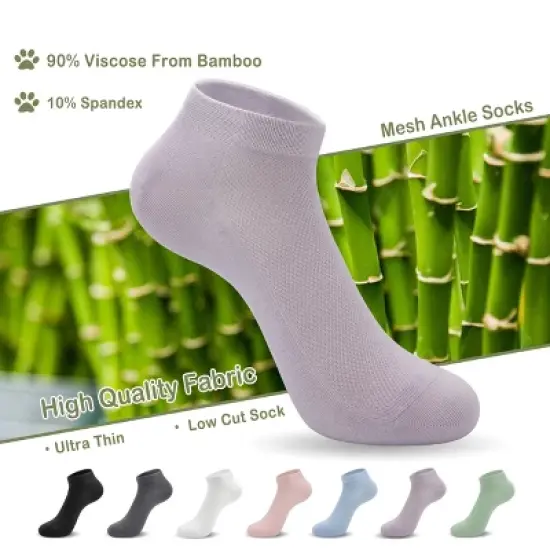 SERISIMPLE Women&rsquo;s Bamboo Ankle Socks &ndash; Ultra-Thin, Breathable Mesh, Lightweight Low-Cut image {3}