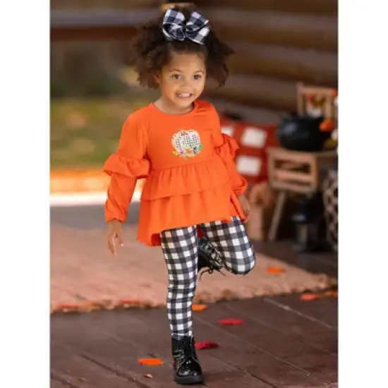 Girls Channel the Flannel Plaid Legging Set - Mia Belle Girls image {4}