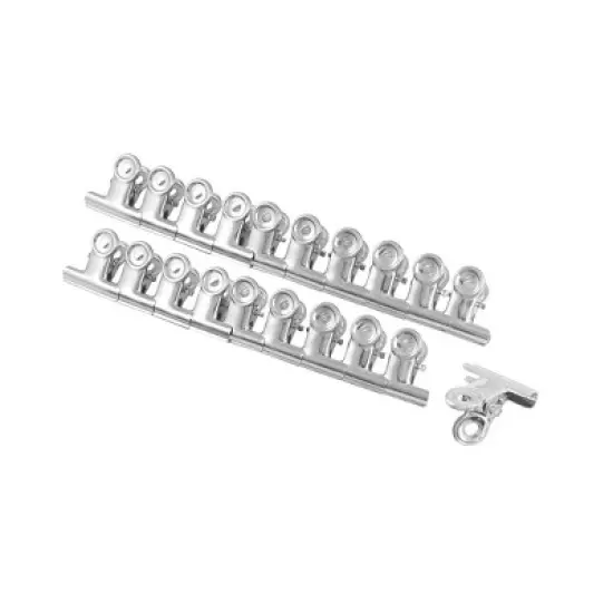 Unique Bargains Round Handle Clips Office Stationery Clamps 50 Pcs Silver Tone image {2}