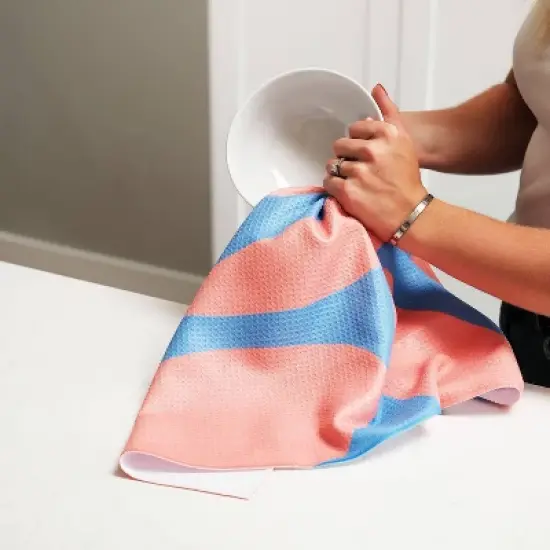 Geometry Tea Towel Set Fusion: Modern Abstract & Floral Quick Dry Kitchen Towels, 2-Piece, Microfiber, 18"x30" image {2}