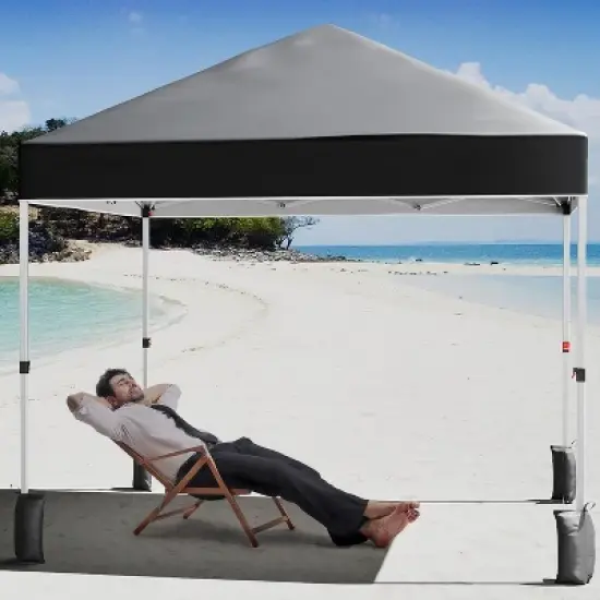 Acekool 10x10 Pop Up Canopy Tent, One-Person Setup Instant Shelter, Adjustable Heights, Wheeled Bag, Sandbags & Stakes, Outdoor Shade, White image {6}