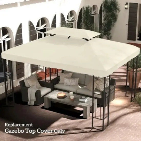 Resenkos Canopy Replacement Cover, Gazebo Canopy Top Replacement, Gazebo Replacement Canopy, 2-Tier Top Cover for 9.84' x 13.1' Gazebo, Charcoal (TOP image {2}