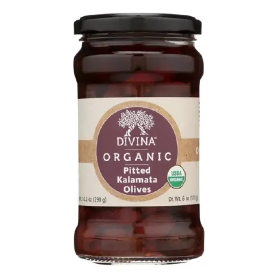 Divina - Organic - Pitted - Kalamata Olives - Case of 6 - 10.2 image {2}