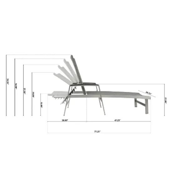 GDFStudio Joy Outdoor Wicker and Aluminum Adjustable Chaise Lounge, Gray/Silver image {2}