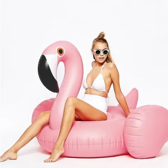 Acoinel Small pink Flamingo Party Tube Inflatable Raft,Pool Toy, Party Supply for Swimming (for Adults and Kids) image {5}