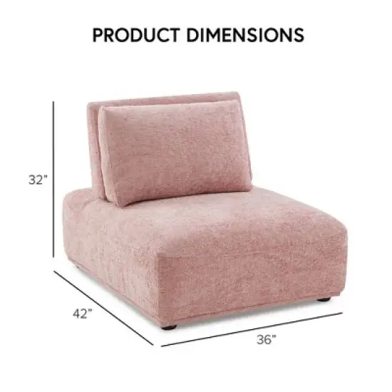 HOMES: Inside + Out 5pc Povoa 159" Modular Curved Sectional Sofa Modern Chenille with Extendable Backrest Pink image {2}