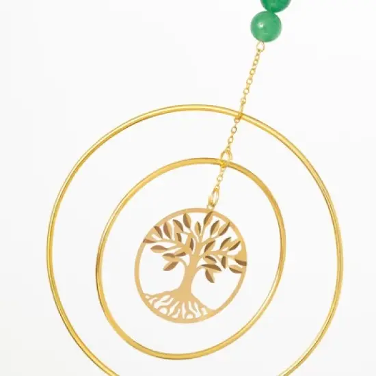 Woodstock Chimes Suncatcher Tree of Life, Green Stone 12" image {1}