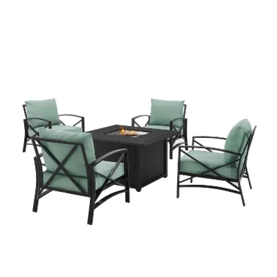 Kaplan 5pc Outdoor Conversation Set with Dante Fire Table & 4 Arm Chairs - Mist - Crosley image {7}