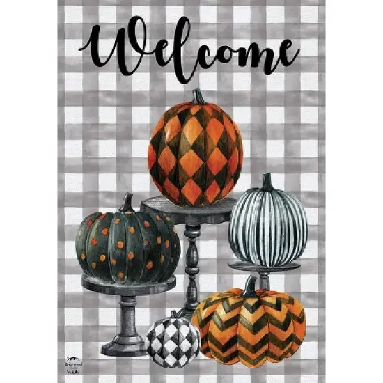 Pattern Painted Pumpkins Fall Burlap Garden Flag 18" x 12.5" Briarwood Lane image {2}