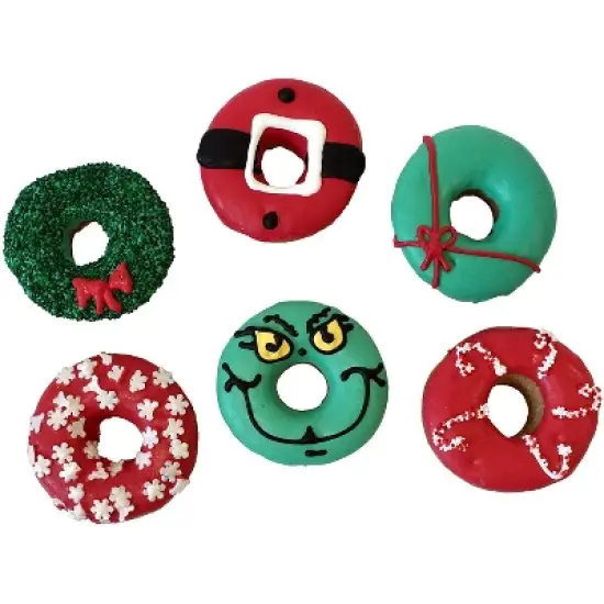 Christmas Donuts Dog Treats- Set of 6- Wreath, Santa, Present & More! image {4}