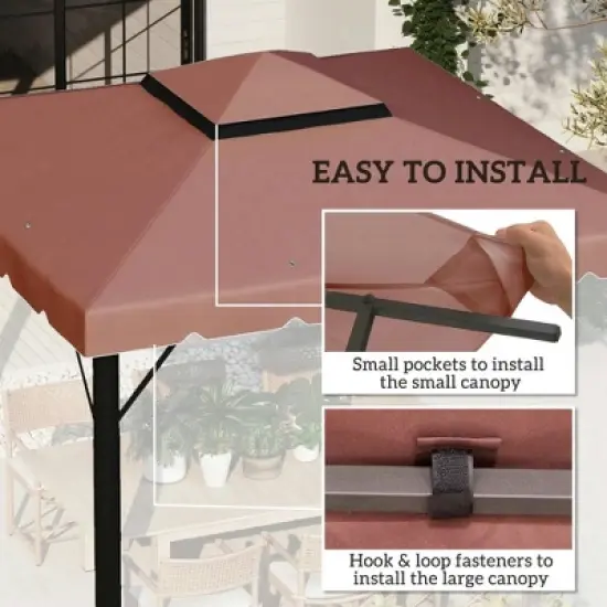 Resenkos Canopy Replacement Cover, Gazebo Canopy Top Replacement, 9.8'x9.8' Gazebo Replacement Canopy, Coffee Brown image {12}