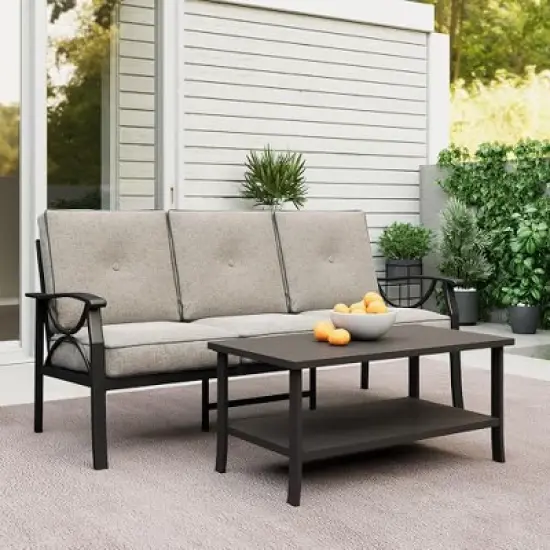 Heynemo Outdoor Patio Furniture Set, 2 Piece Patio Conversation Set, Metal Furniture Set with 3 seat Sofa image {7}