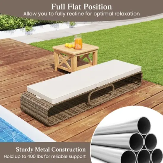 Tangkula Outdoor Chaise Lounge Chair 7-Position PE Wicker Patio Reclining Sun Lounger with Adjustable Backrest Pool Sunbathing Recliner image {2}