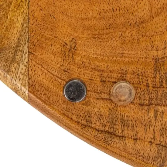 Storied Home Mango Wood and Stainless Steel Folding Cheese and Serving Board with Handle and Magnets Closure, Natural and Gold image {5}